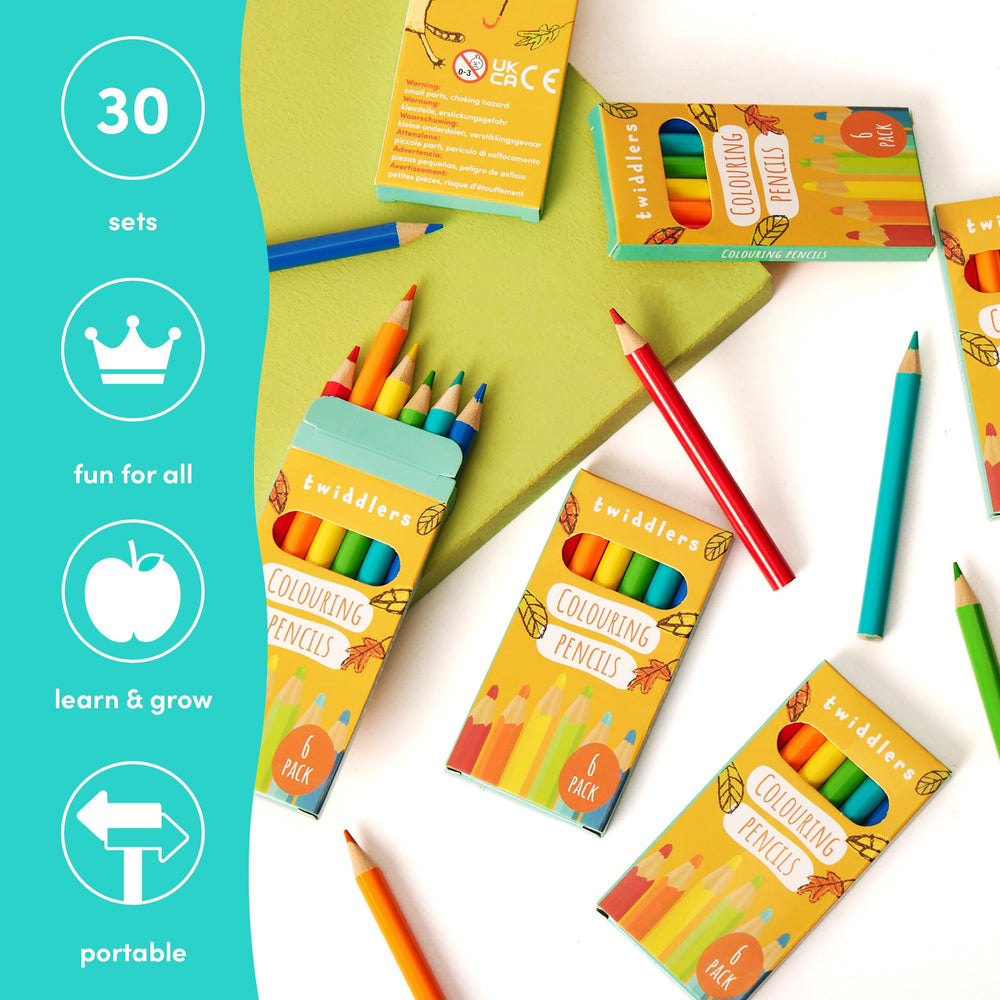 The Twiddlers yellow mini pencil six-pack brightens art and learning activities.