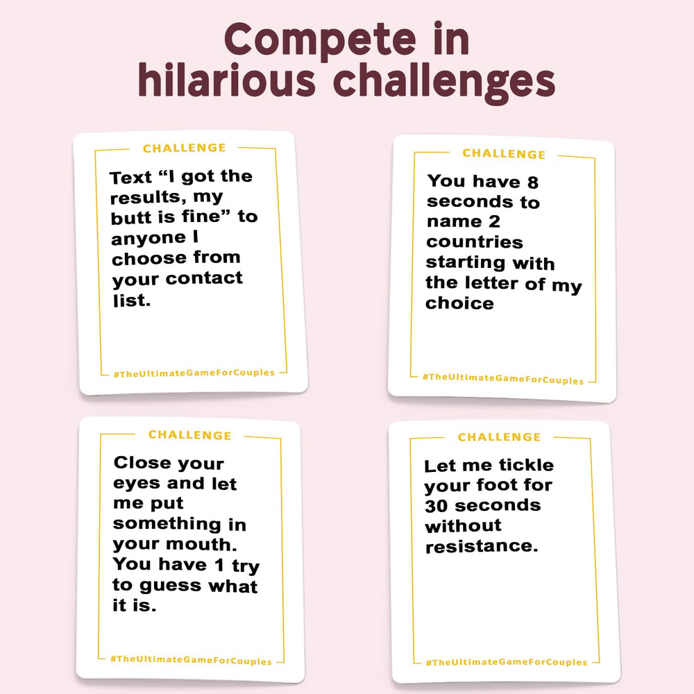 The Ultimate Game for Couples – competing with other couples promotes teamwork and friendly bonding.