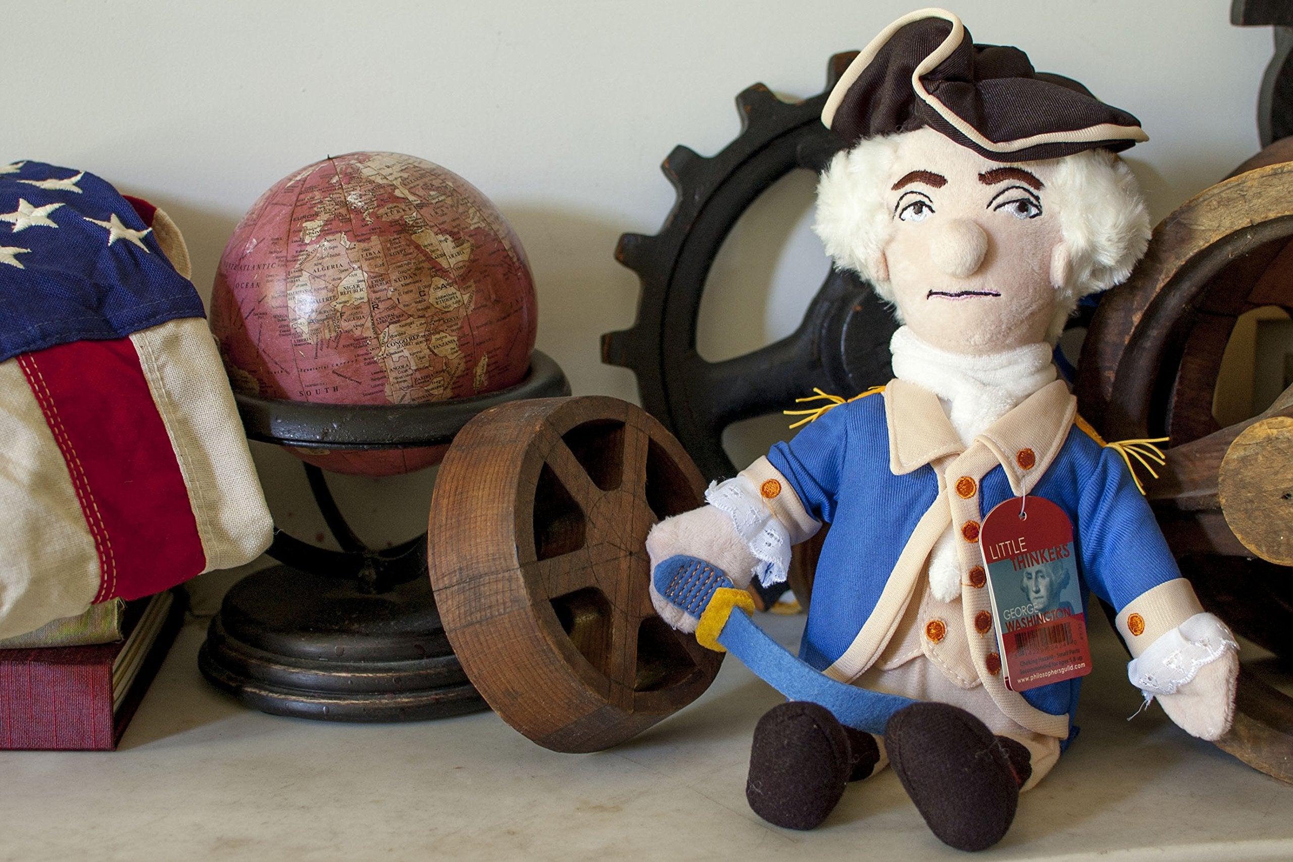 The Unemployed Philosophers Guild George Washington doll with black tri-corner hat—playful history-inspired decor.