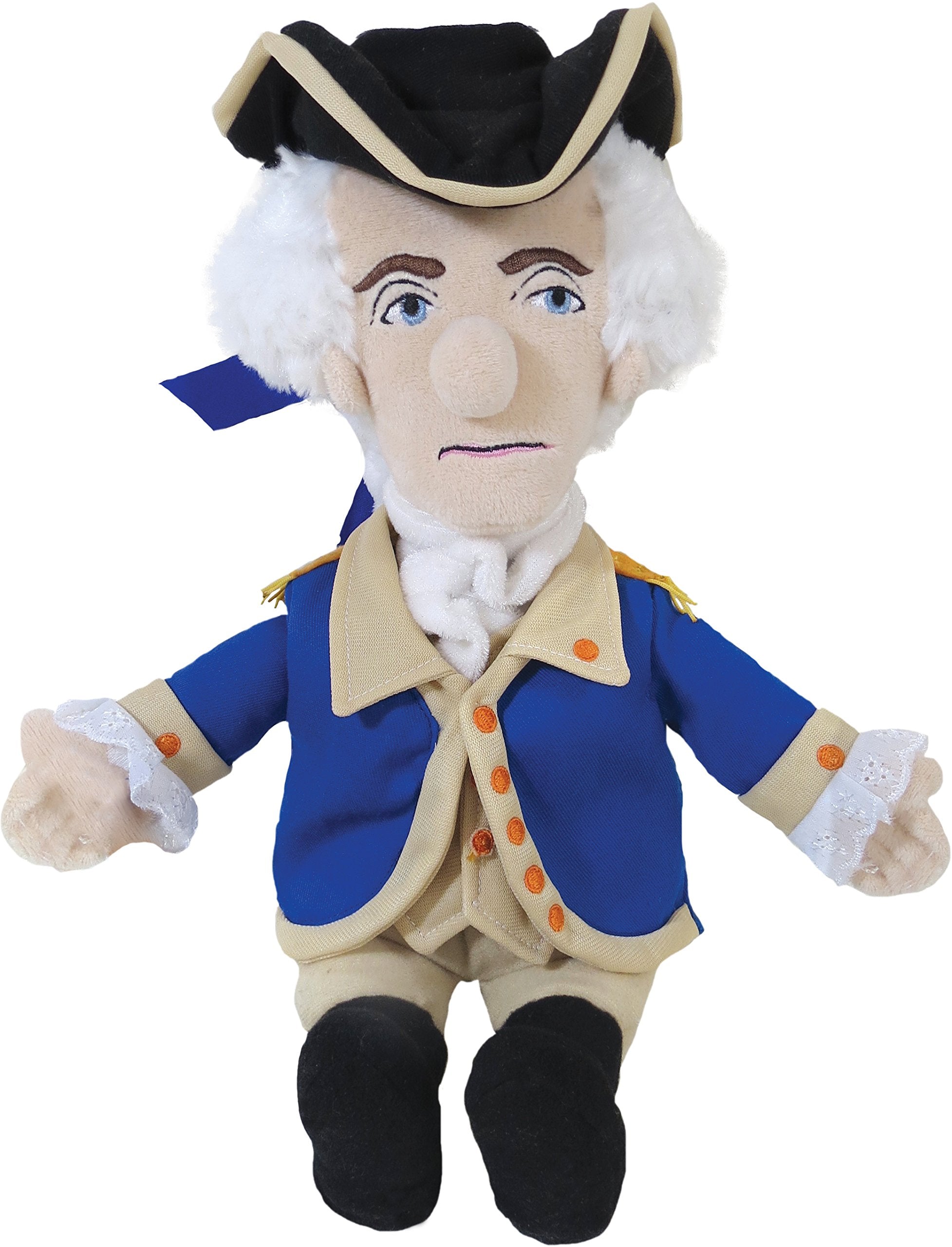 The Unemployed Philosophers Guild George Washington doll in blue suit—cozy display for shelves and gifts.