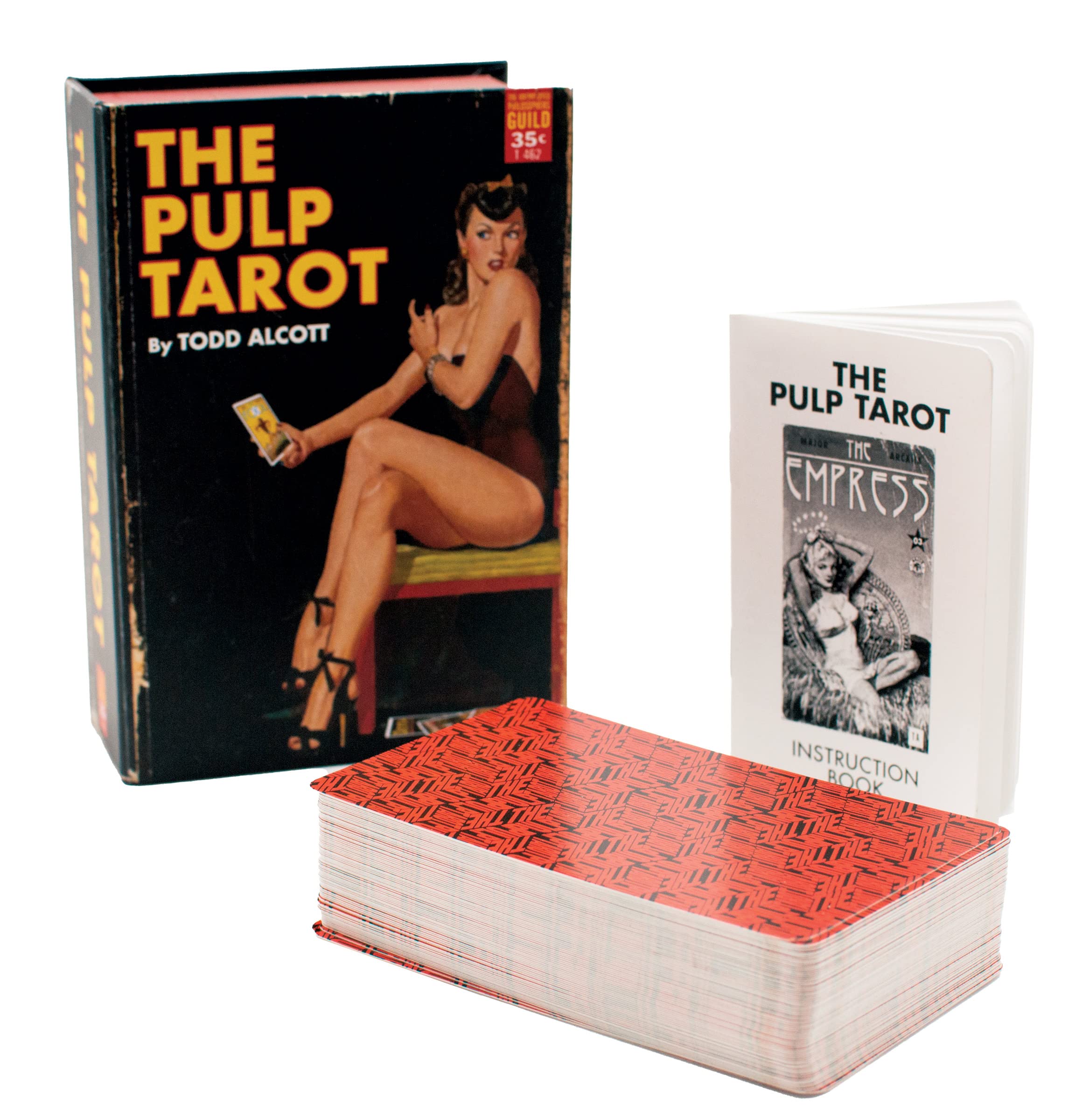 Card back design with bold black and red pattern for a mysterious spread.