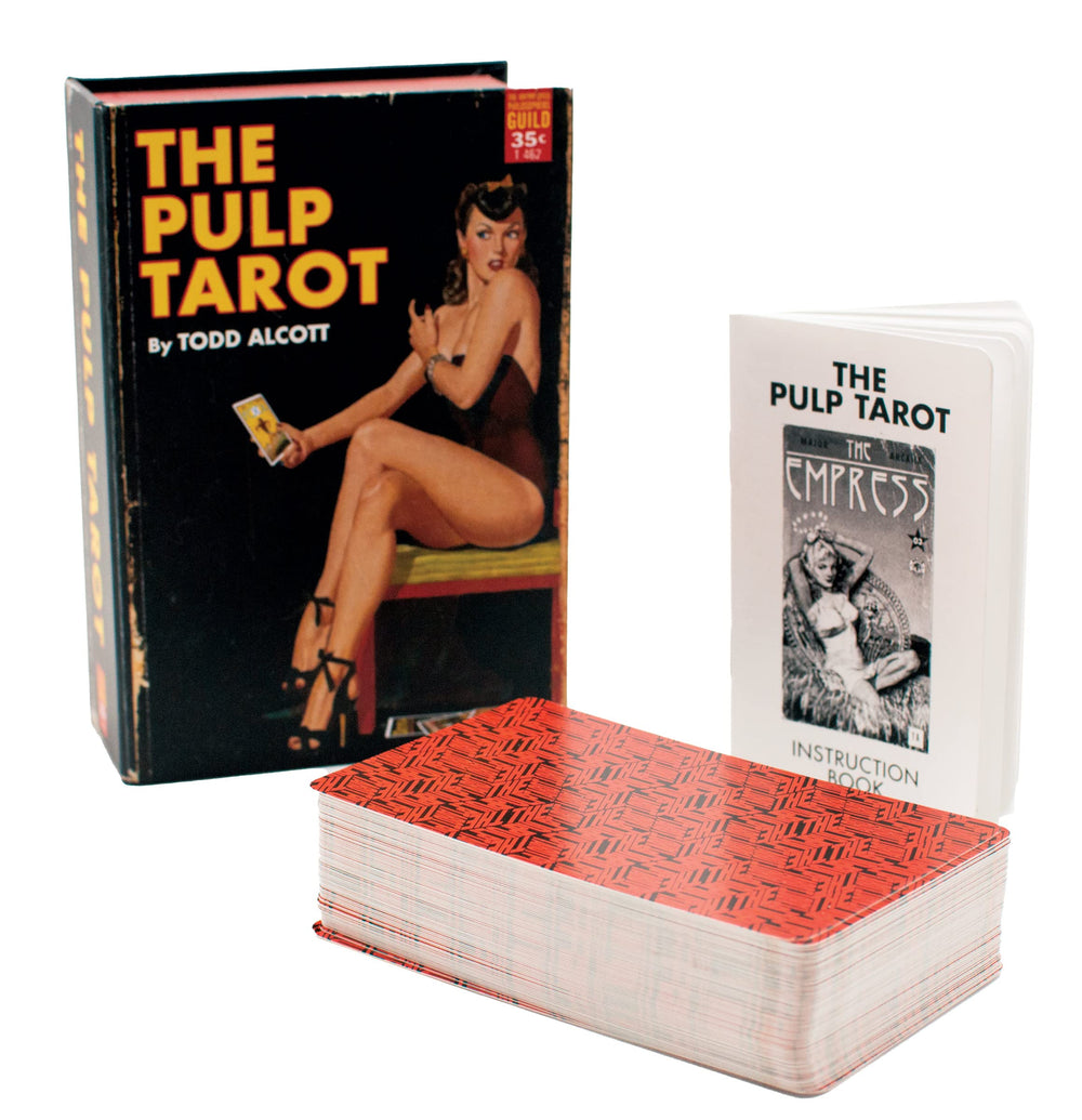 Card back design with bold black and red pattern for a mysterious spread.