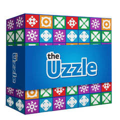 The Uzzle 3.0 board game on a table ready for family play and quick learning.