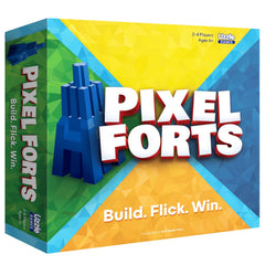 The Uzzle Pixel Forts setup with four forts ready for quick family play.