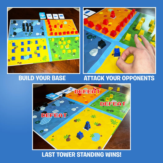 The Uzzle Pixel Forts in action as players flick pixels to attack.