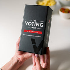 The Voting Game After Dark Edition age 15+ label on the box
