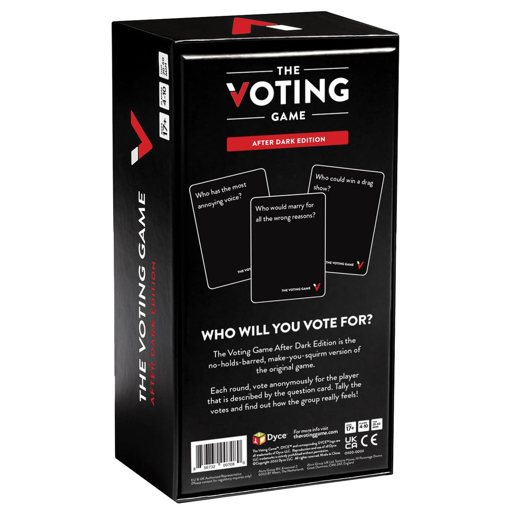 The Voting Game After Dark Edition quick-play tips and setup shown