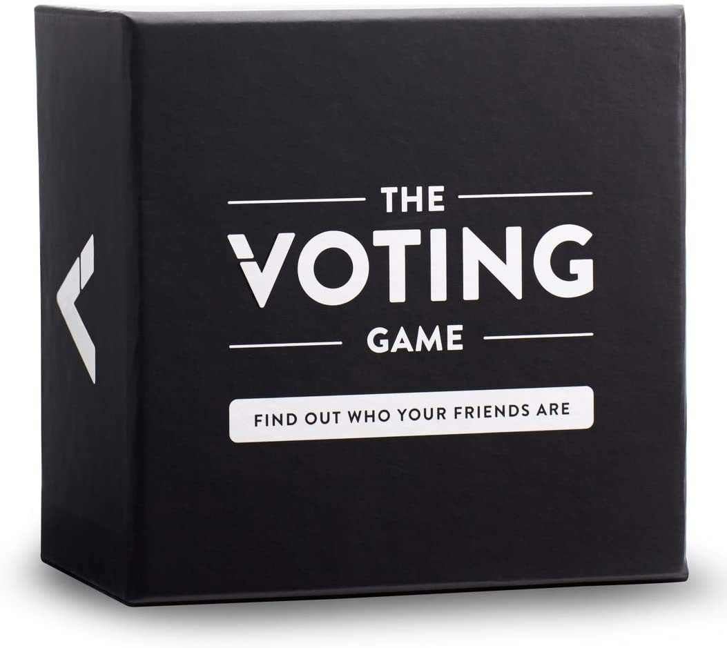 The Voting Game card deck on table sparks playful debates and laughter.