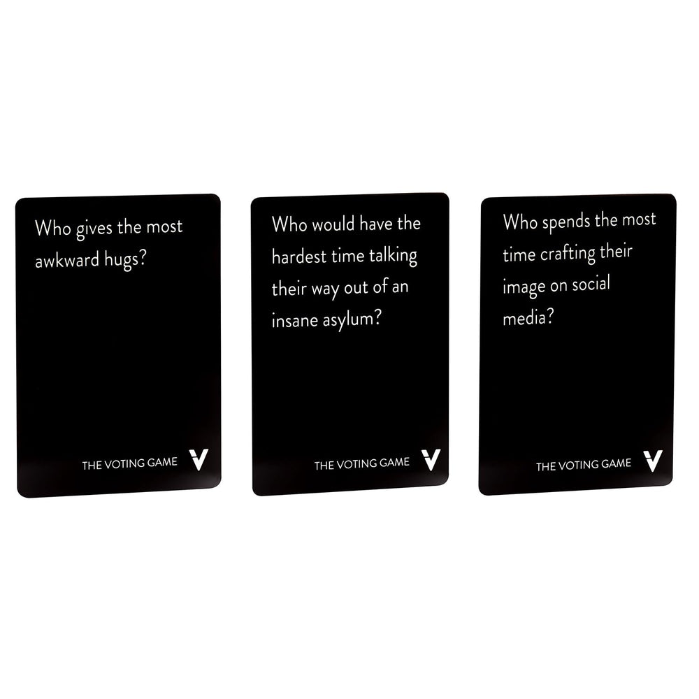The Voting Game laughter around the table enhances party energy.