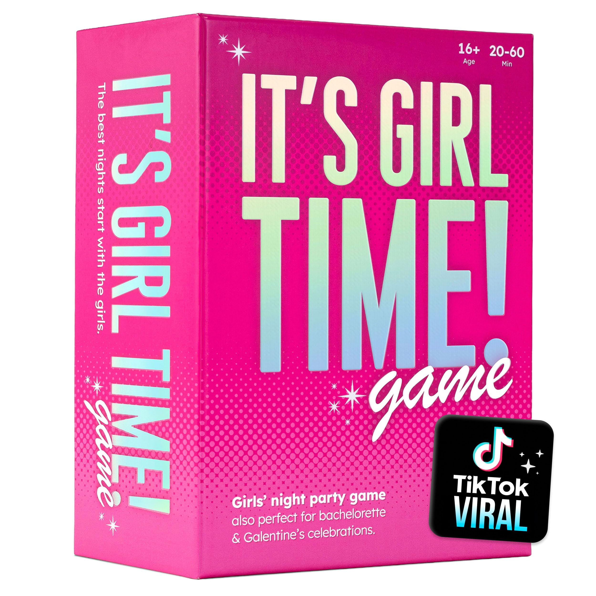 The World Game It’s Girl Time box cover ready for bachelorette parties and Galentines.