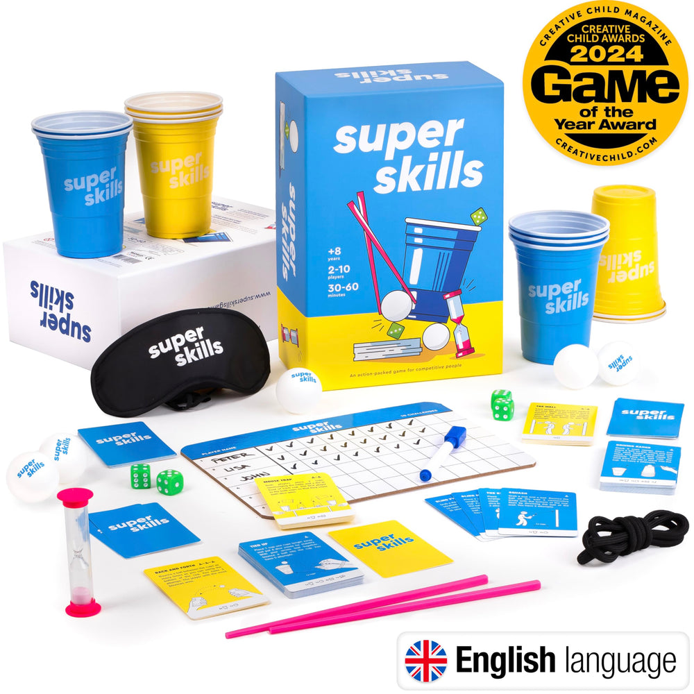 The World Game Super Skills cups pyramid demonstrates dexterity for family-friendly play.