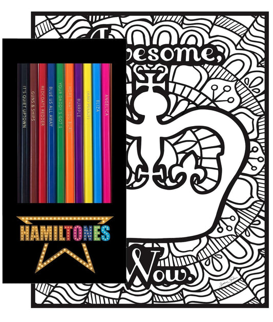 Theatre Nerds Hamiltones pencils pack on the cover, perfect for gifting and doodling.