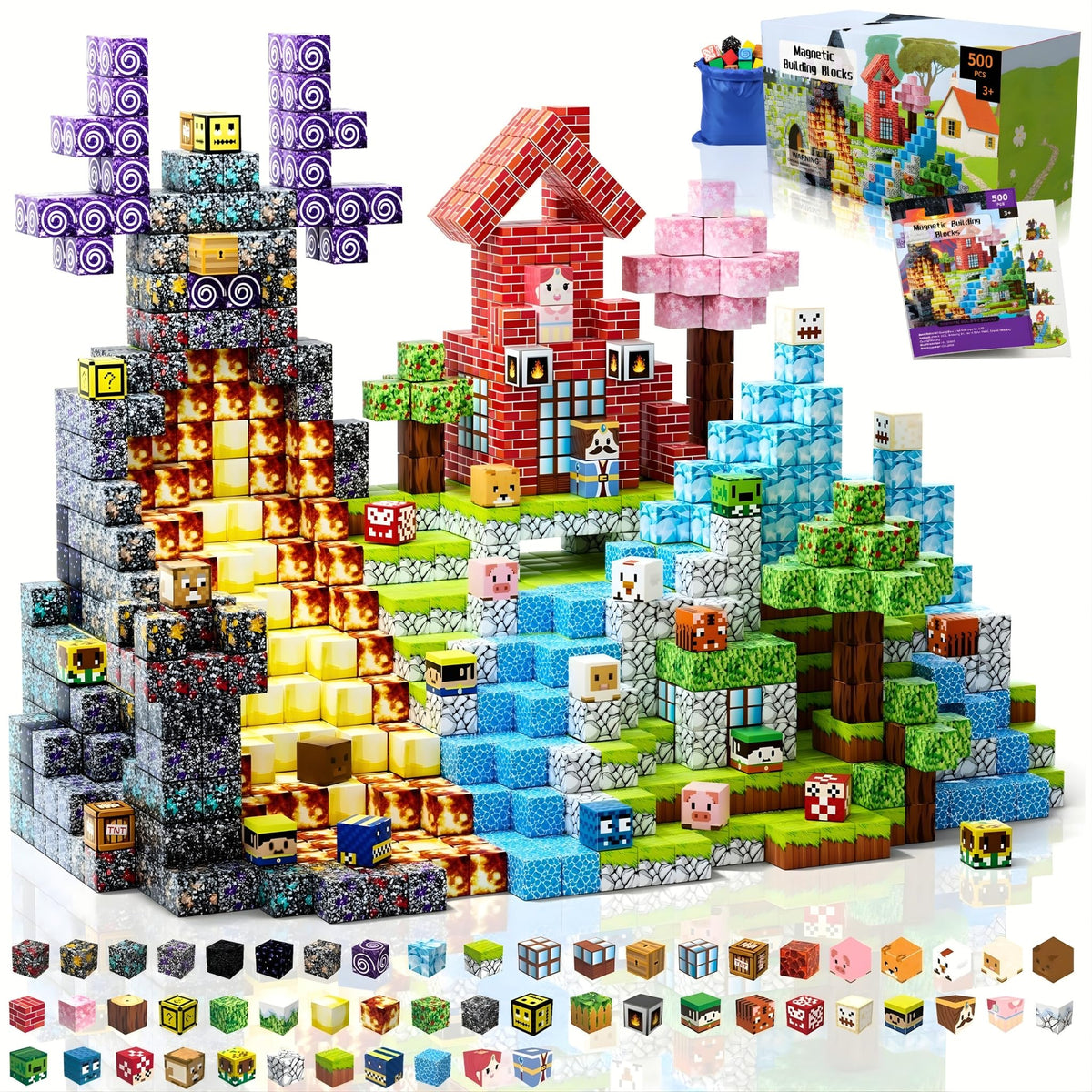 THEBRIXKING 500pcs magnetic blocks set enables open-ended play and early STEM skills.