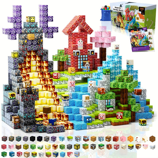 THEBRIXKING 500pcs magnetic blocks set enables open-ended play and early STEM skills.