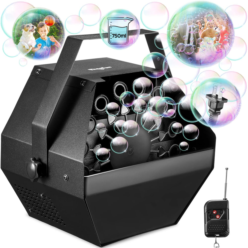 Theefun Bubble Machine creates dreamy atmosphere at weddings and parties.