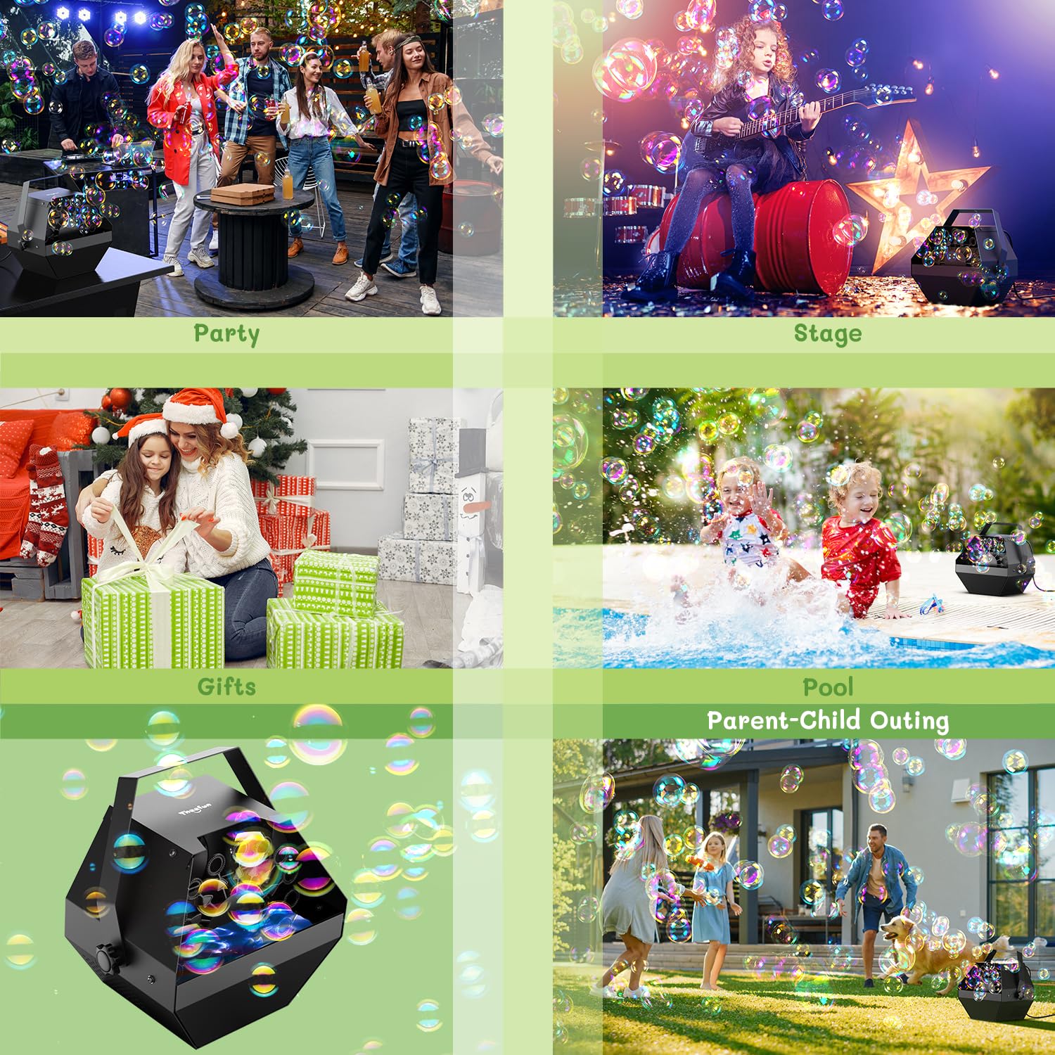 Theefun Bubble Machine easy operation supports quick setups for all ages.