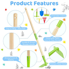 Theefun kids garden tool set leaf rake: gentle rake for collecting leaves during outdoor play.