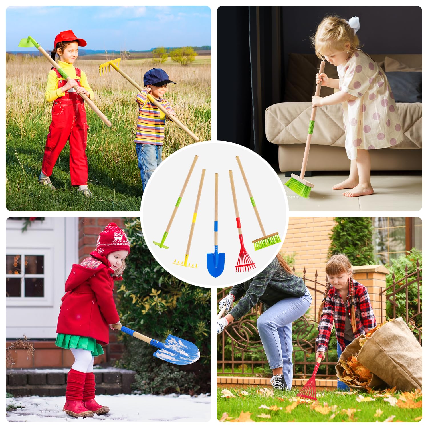 Theefun kids garden tool set packaging: colorful set ideal for gifting and outdoor learning.