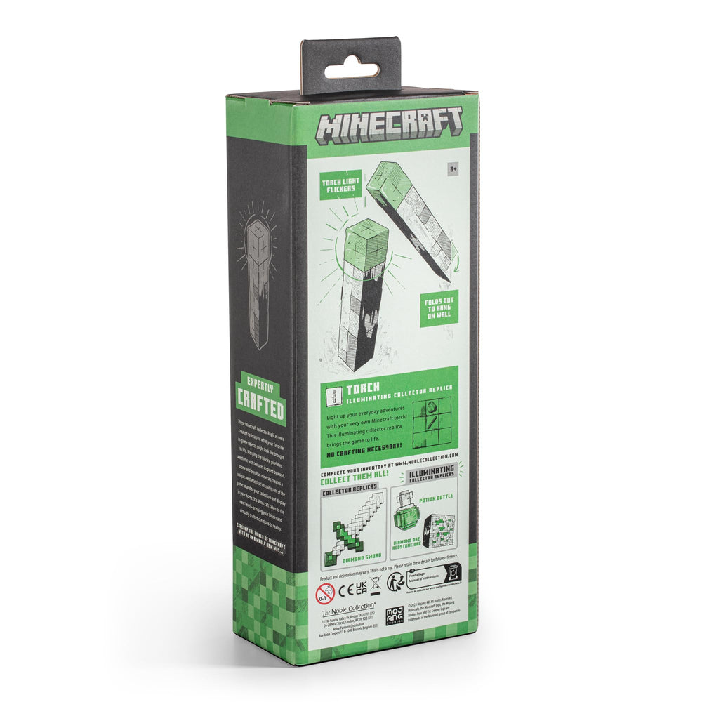 The Noble Collection Minecraft Torch compact packaging showcases thoughtful gift-ready presentation