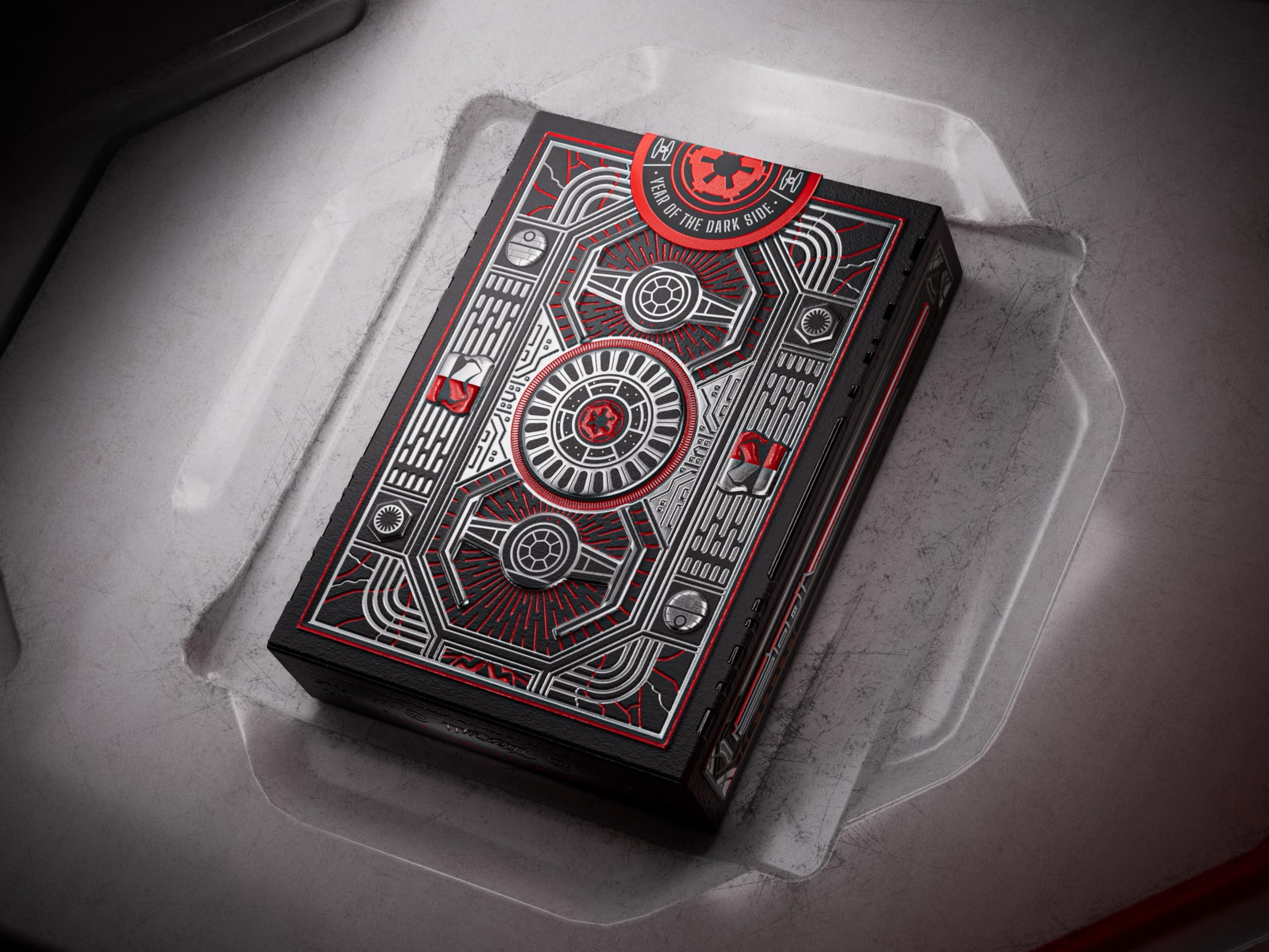 Theory11 Death Star foil detail elevating the deck’s dramatic sci-fi vibe.