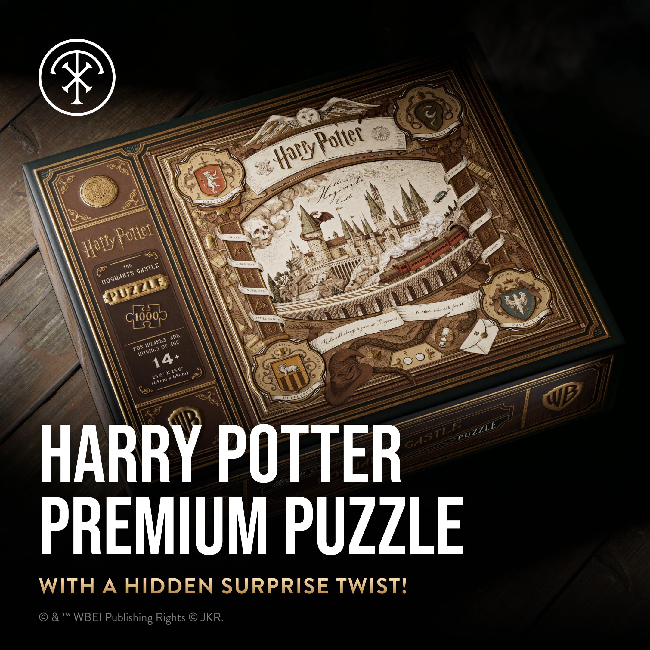 theory11 Harry Potter puzzle pieces with gold foil detail for premium feel