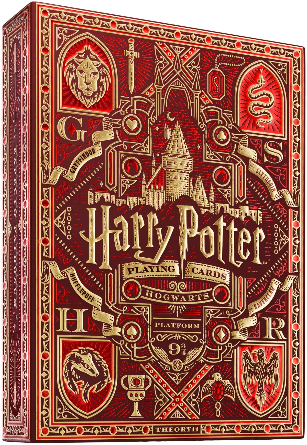 theory11 Harry Potter Gryffindor red deck box with gold foil, ideal for display
