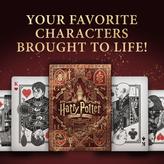 theory11 Harry Potter Gryffindor foil embossing close-up, premium tactile experience