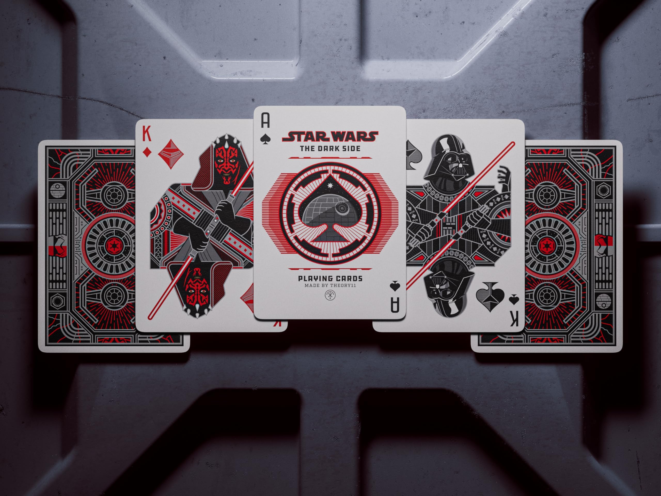 Theory11 Imperial throne room window artwork showcasing iconic villain-inspired design.