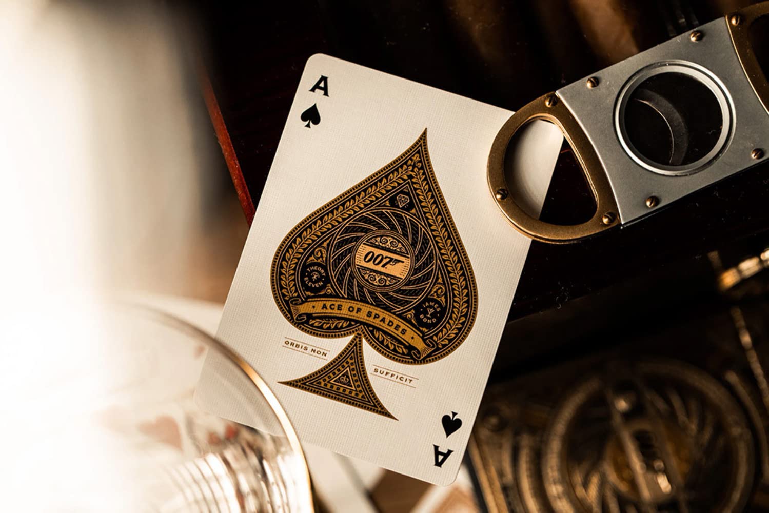 Pen grenade gadget art illustrates iconic Bond devices inside the deck.