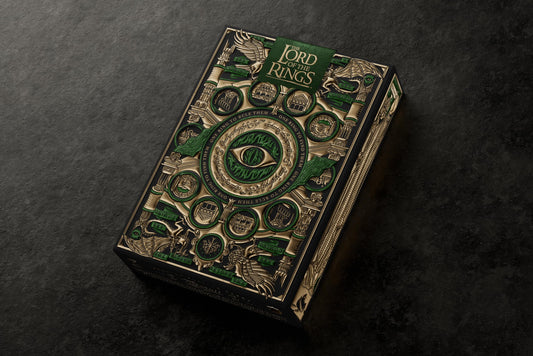 Back view of LOTR cards showing cohesive box design for display