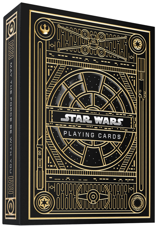theory11 Star Wars gold foil front packaging highlights galactic design and collector appeal.