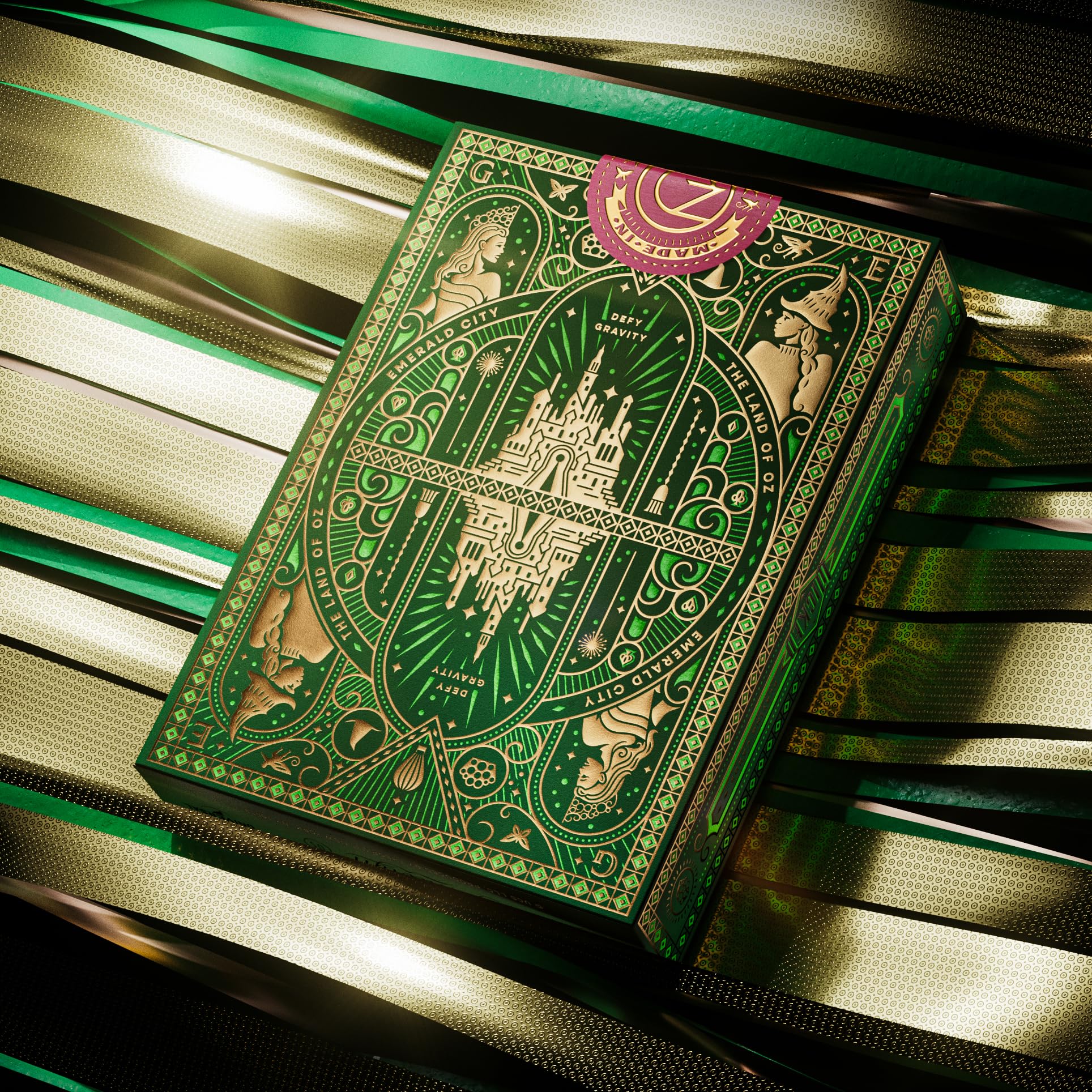 theory11 Wicked Playing Cards Green Gold Foil detail enhances visual allure