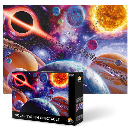 Theo's Puzzles 1000-piece space puzzle with galaxy design for family-friendly evenings