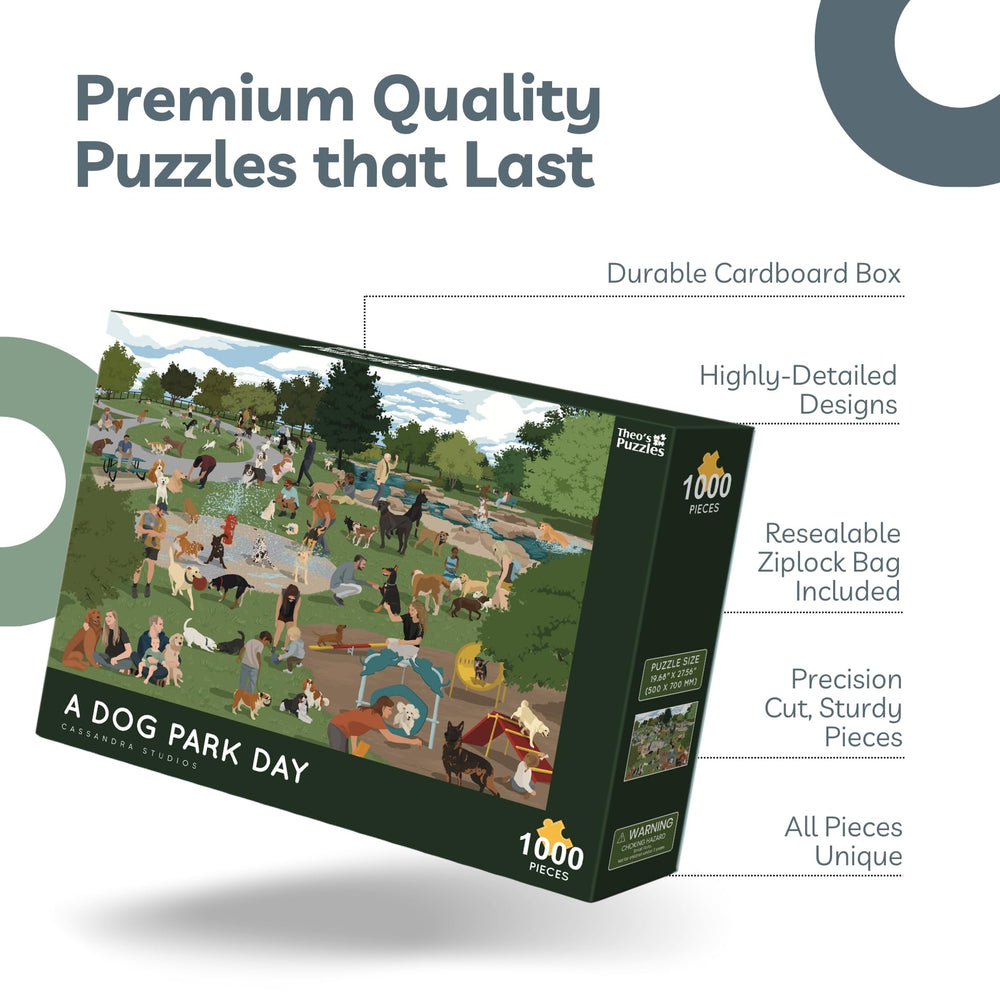 Theo's Puzzles matte finish texture enhances piece visibility and tactile feel.