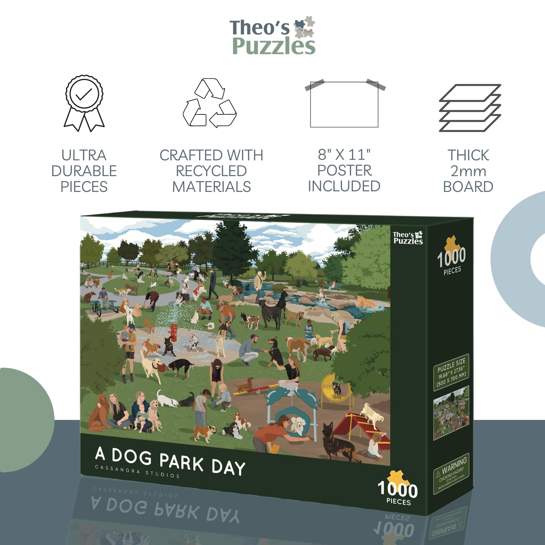 Theo's Puzzles zero-dust design keeps pieces clean during assembly.