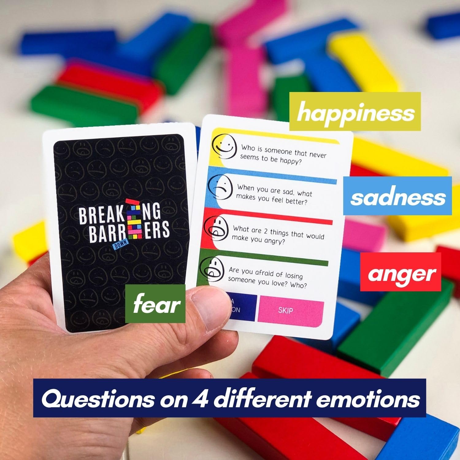 Therapy U Breaking Barriers Down questions cards highlight 208 prompts for emotional exploration.