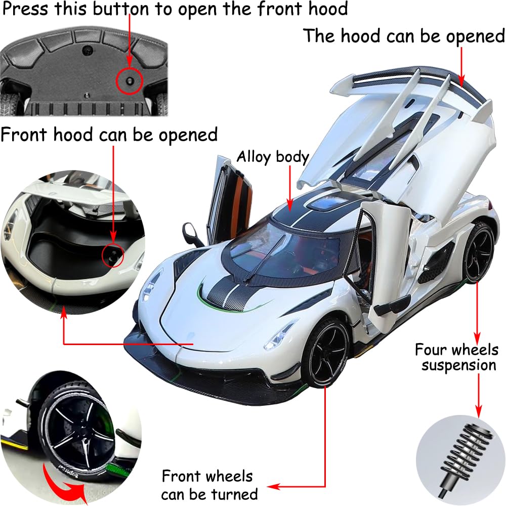 Therina Koenigsegg Jesko 1/24 side view emphasizes sleek collectible profile.