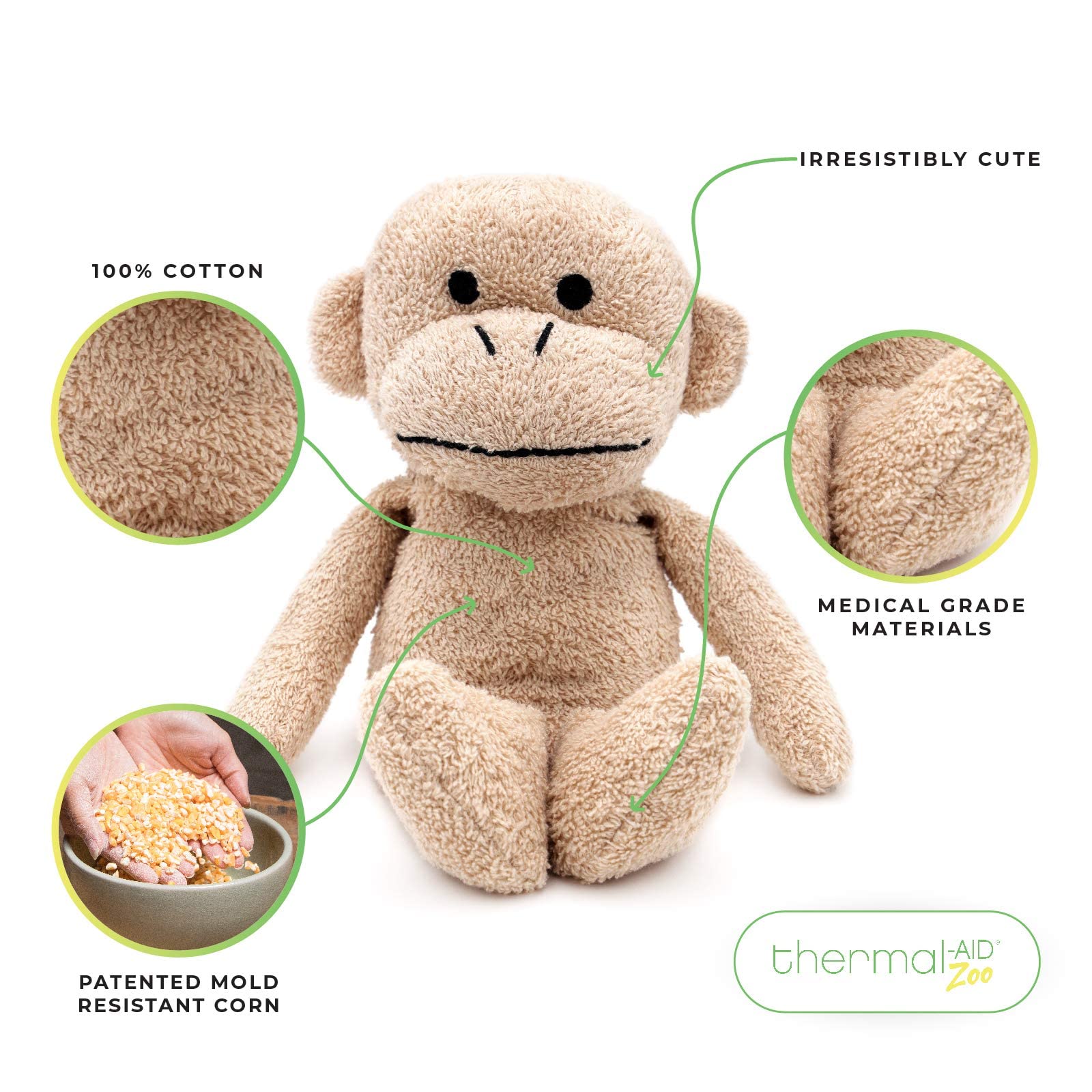 Thermal-Aid Jo Jo Monkey used as a freeze-ice-pack for cooling relief.
