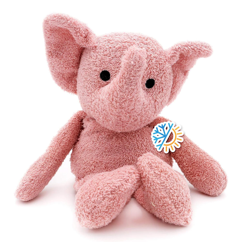 Thermal-Aid Tiny Elephant soft plush cover highlights easy cleaning and kid-friendly charm.