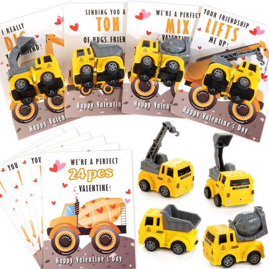 Thigreact valentines cards with truck designs for classroom exchange.