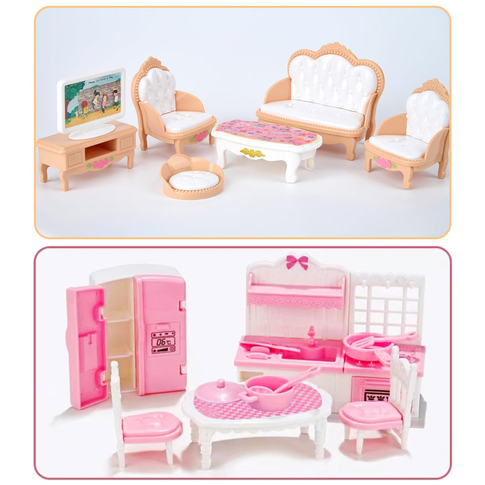 Thildani 35pcs dollhouse kitchen accessories for realistic cooking scenes.