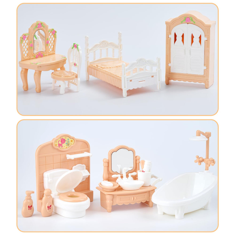 Thildani dollhouse TV adds colorful visuals for interactive family-style play.