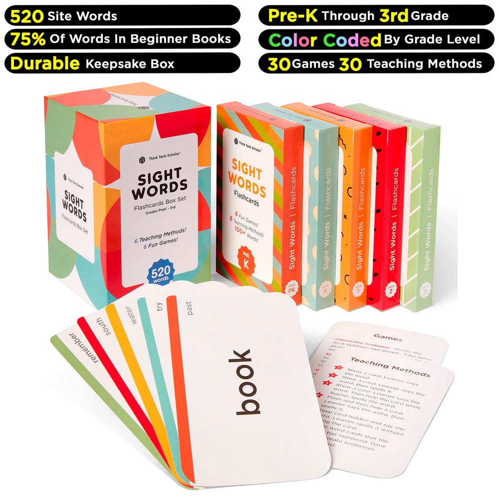 Think Tank Scholar 520 high-frequency words cards support early literacy at home.