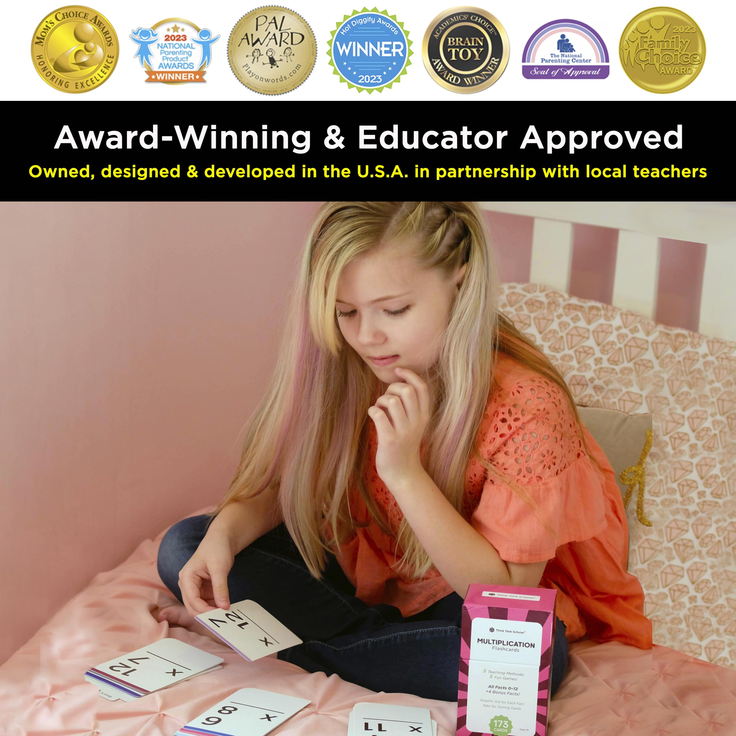 Think Tank Scholar color coded multiplicands support targeted practice and faster recall.