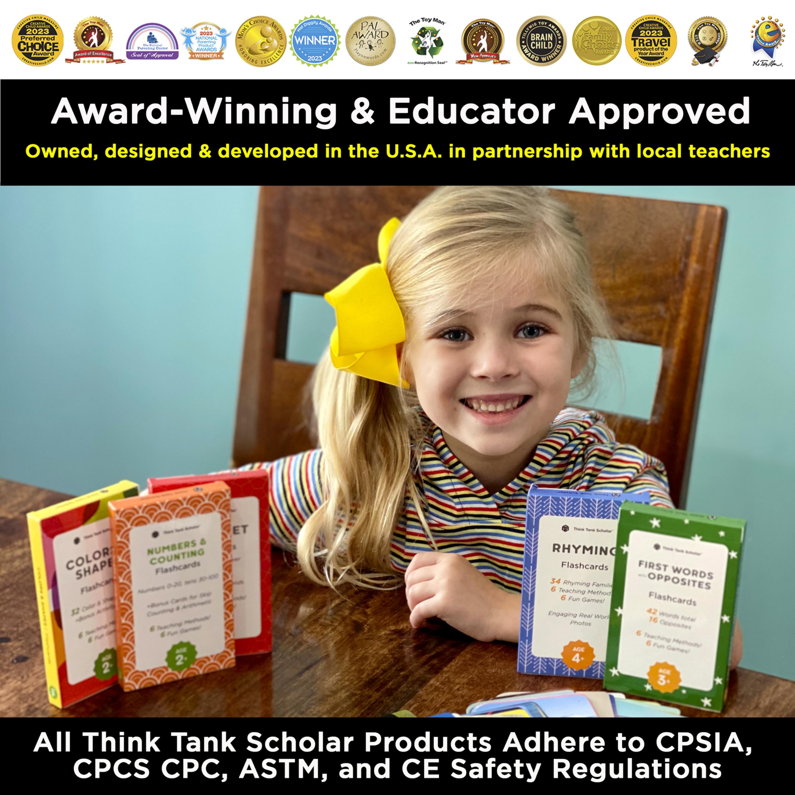 Think Tank Scholar colors and shapes flashcards with bright visuals for concept learning