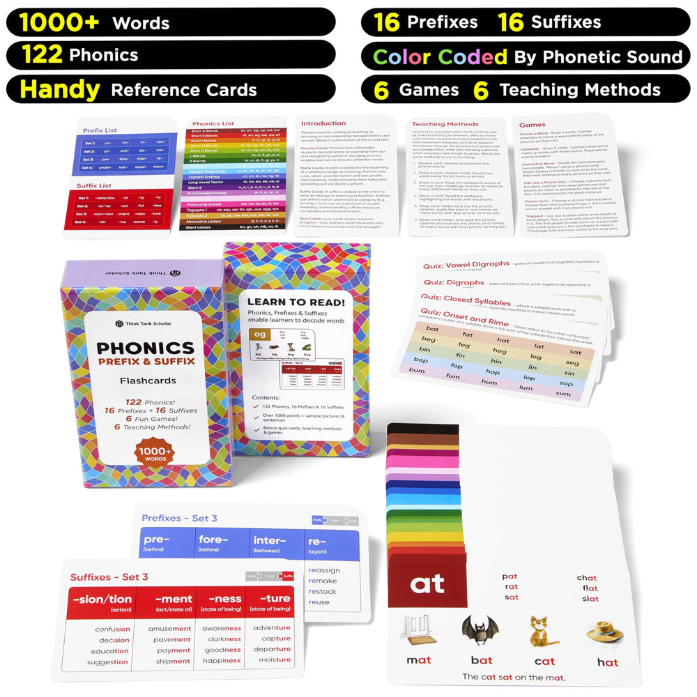 Think Tank Scholar phonics flashcards bulk pack features durable laminated cards for classrooms