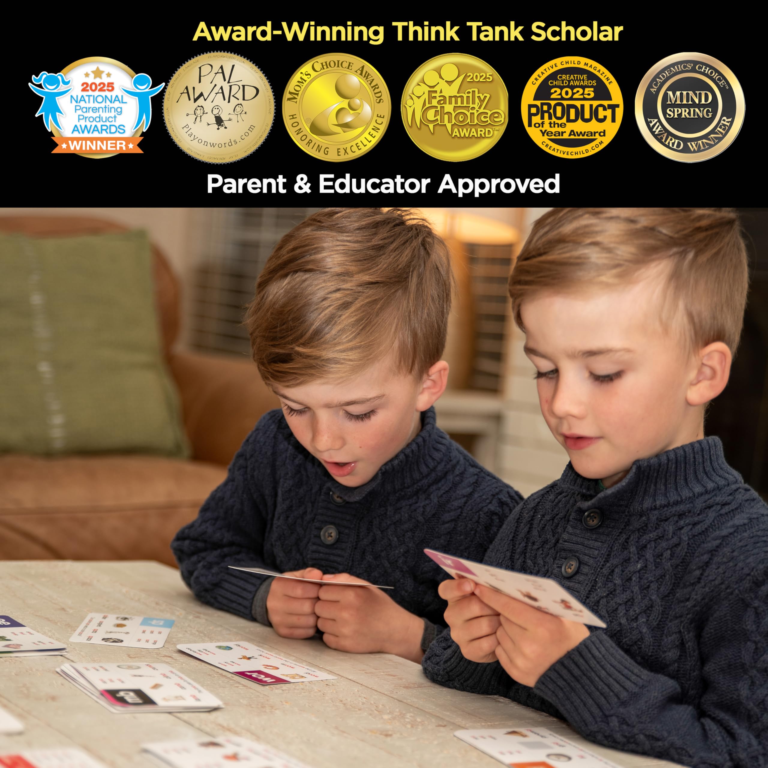 Think Tank Scholar phonics flashcards laminated finish cleans easily after use
