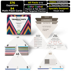 Think Tank Scholar triangle flashcards use color-coded factors for targeted, easy practice