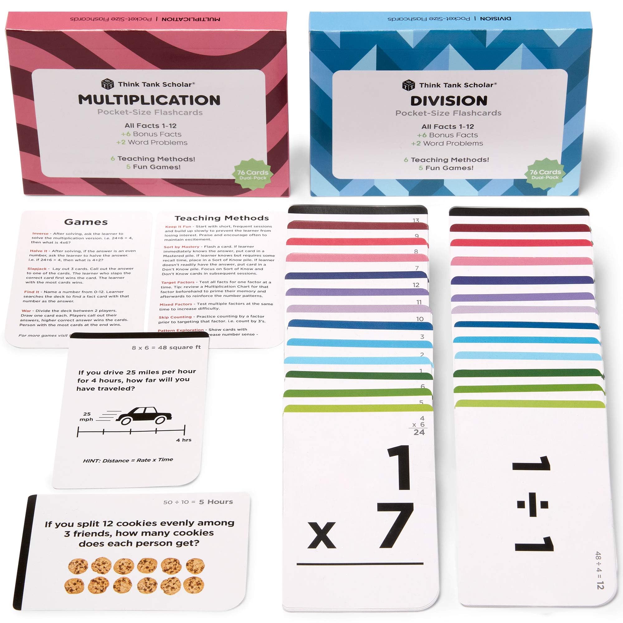 Think Tank Scholar flash cards show two facts per card with clear visuals for quick recall