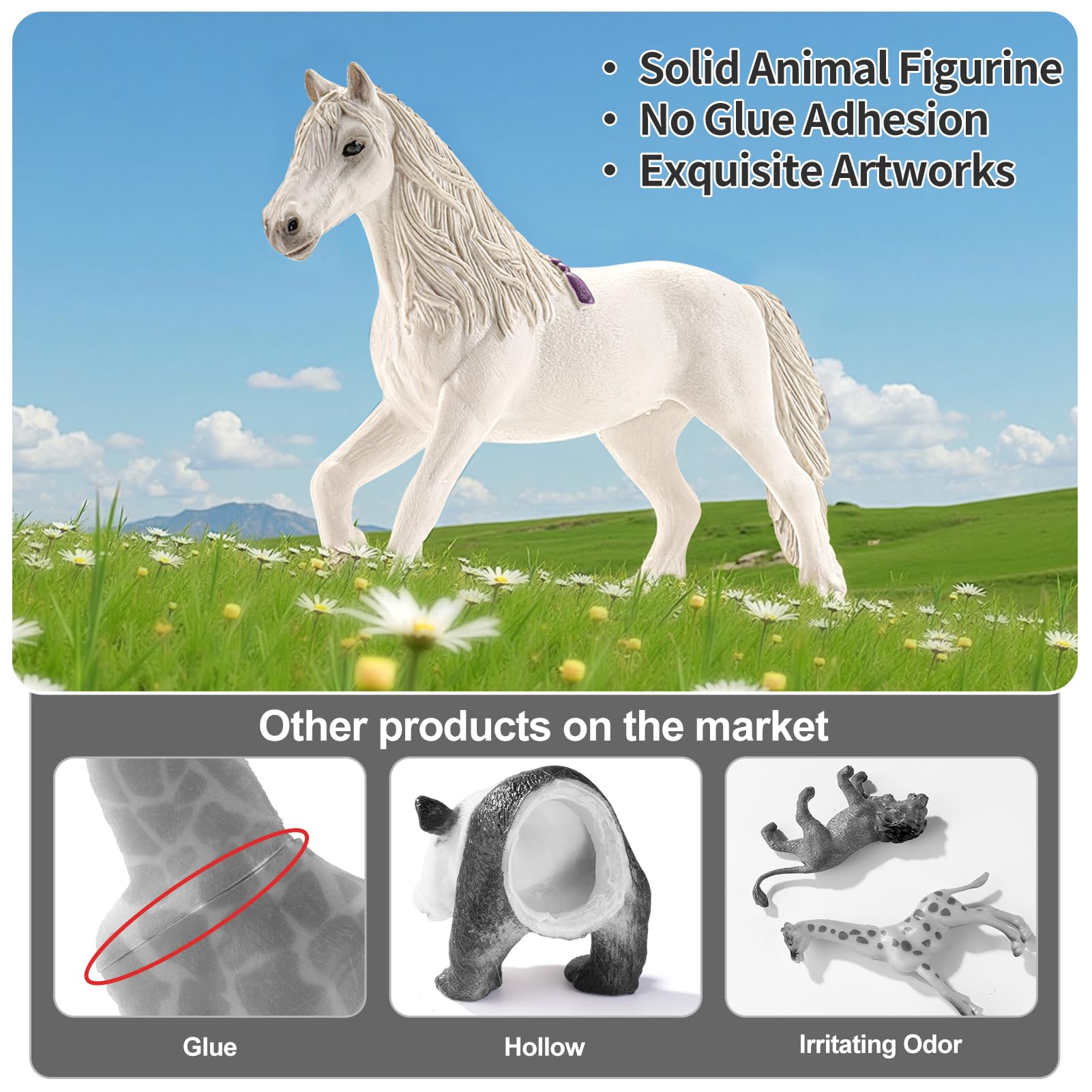 THINKBAY kids-friendly horse figurine set for birthday cake toppers